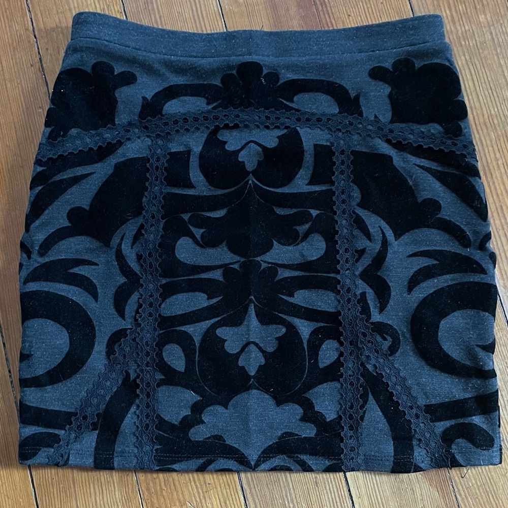 Free People Black Velvet Skirt